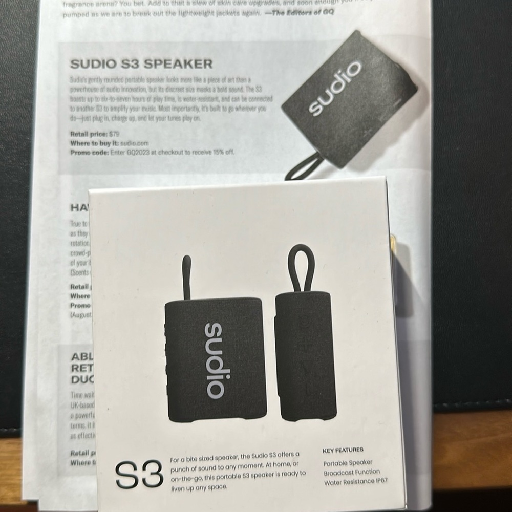 Sudio S3 Speaker - GQ box fall 22